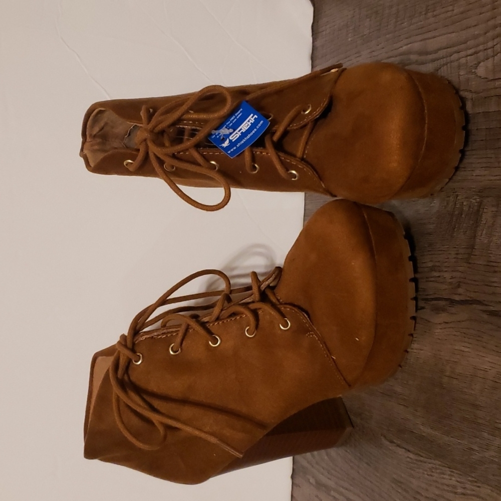 Mint Sheik heel ankle boots brown 5.5 suede like